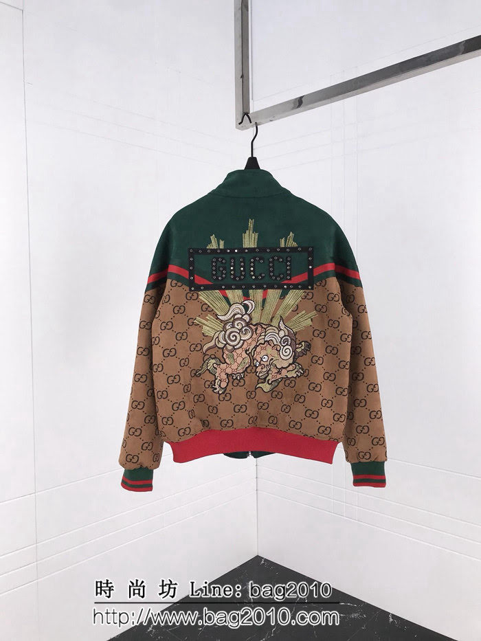 GUCCI古馳 18ss秋冬新款 升級版加棉 中國龍刺繡 雙G小logo 外套 情侶款 ydi1945
